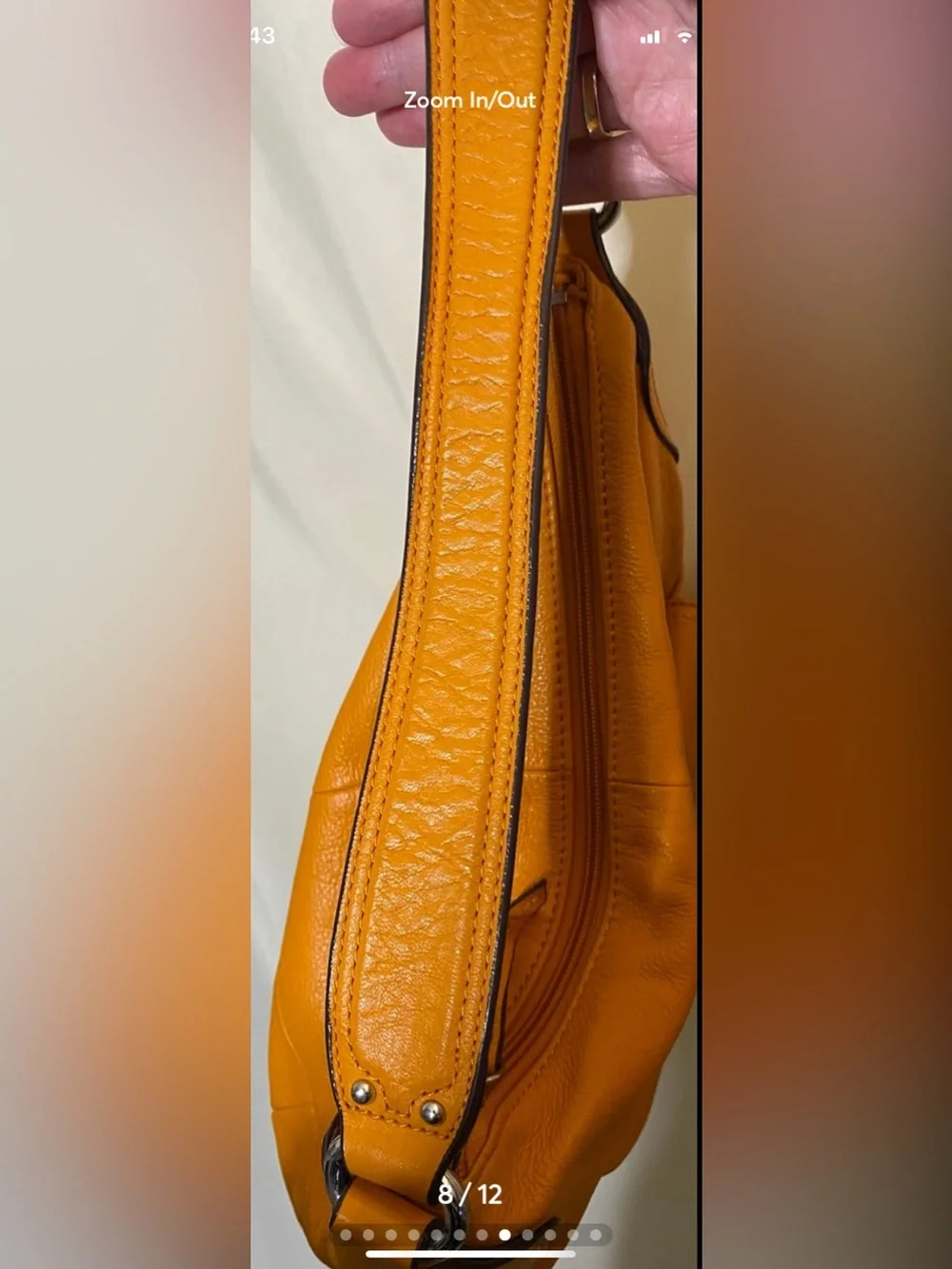 B. Makowsky Genuine Leather Ashton Orange Citrus Hobo Bag